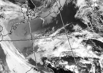 Satellitenbild (Infrarot, Ausschnitt) von NOAA 19 vom 18.11.2010, 00.57 UT