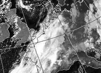 Satellitenbild (Infrarot, Ausschnitt) von NOAA 18 vom 19.11.2006, 02.28 UT